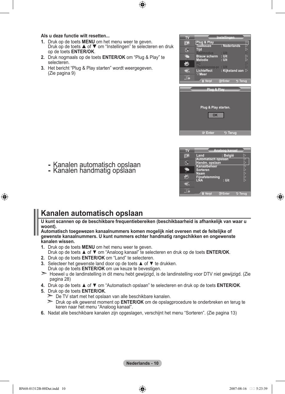 Kanalen automatisch opslaan | Samsung LE40F86BD User Manual | Page 204 / 516