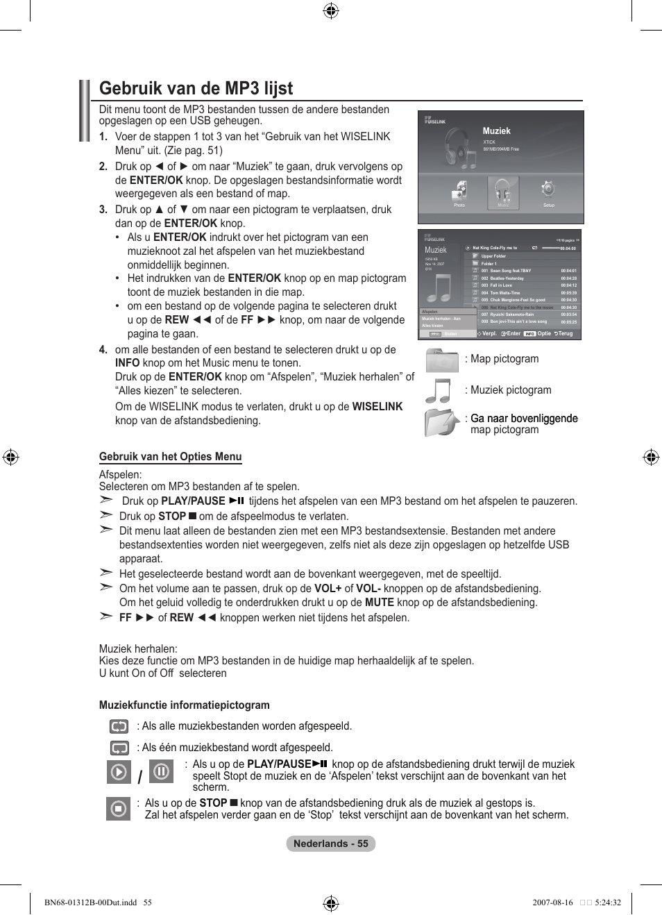 Gebruik van de mp lijst | Samsung LE40F86BD User Manual | Page 249 / 516