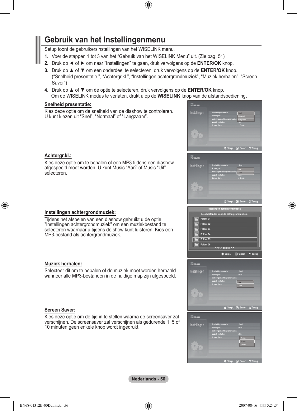 Gebruik van het instellingenmenu, Nederlands | Samsung LE40F86BD User Manual | Page 250 / 516