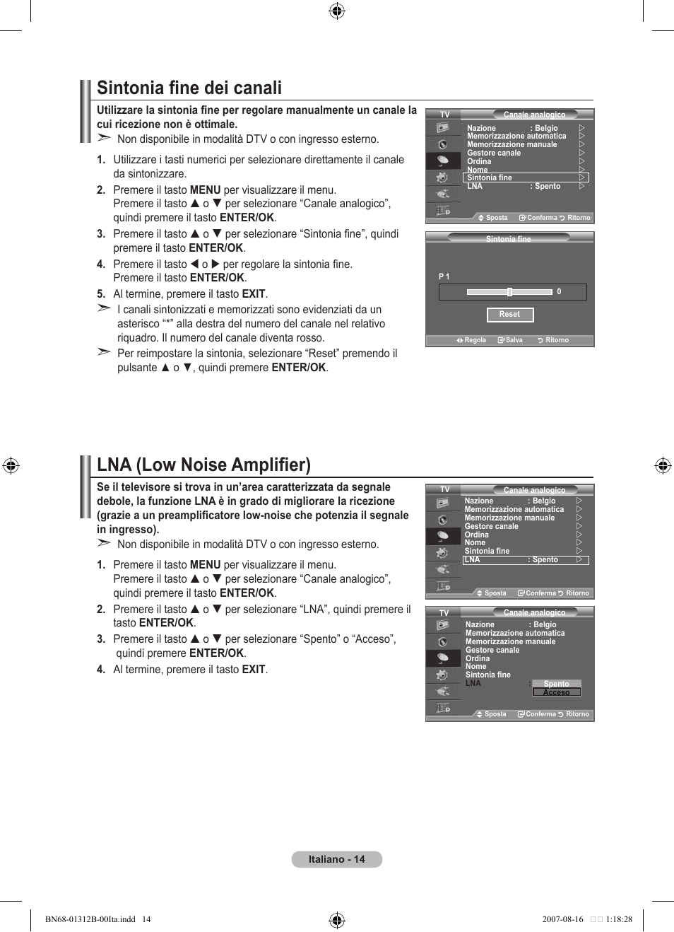 Sintonia fine dei canali, Lna (low noise amplifier) | Samsung LE40F86BD User Manual | Page 272 / 516