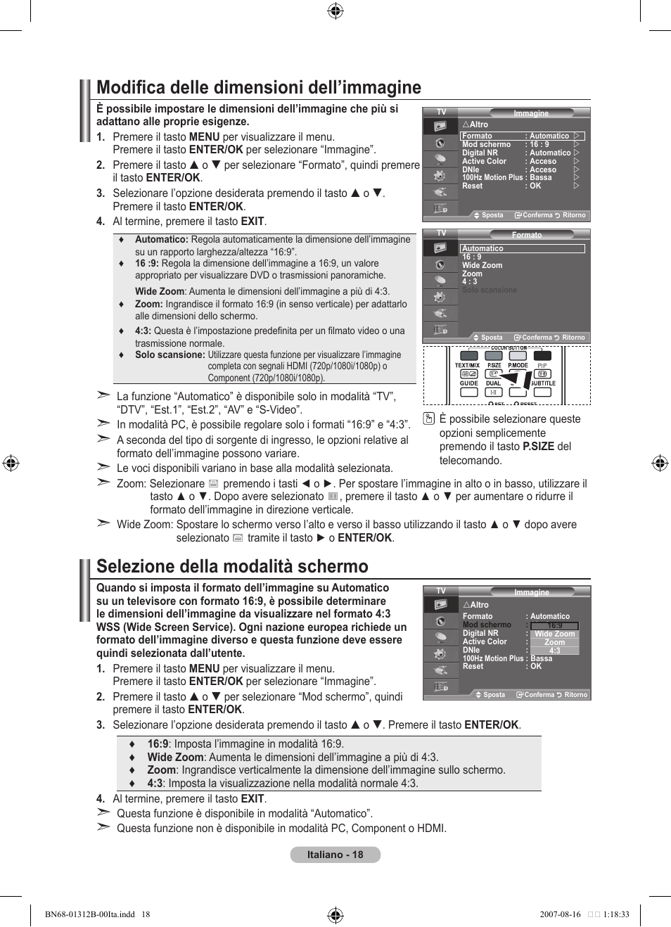 Modifica delle dimensioni dell’immagine, Selezione della modalità schermo | Samsung LE40F86BD User Manual | Page 276 / 516