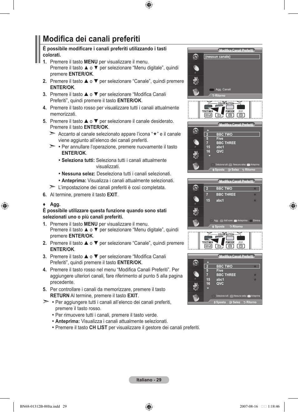 Modifica dei canali preferiti | Samsung LE40F86BD User Manual | Page 287 / 516