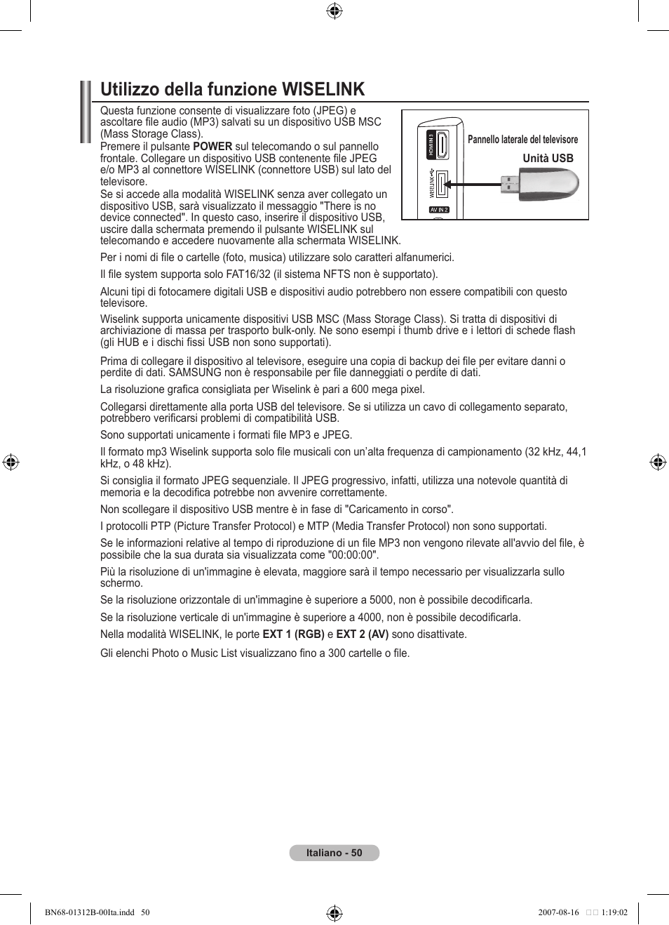 Utilizzo della funzione wiselink | Samsung LE40F86BD User Manual | Page 308 / 516