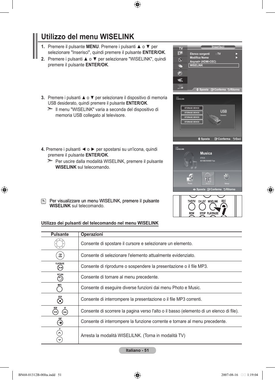 Utilizzo del menu wiselink | Samsung LE40F86BD User Manual | Page 309 / 516