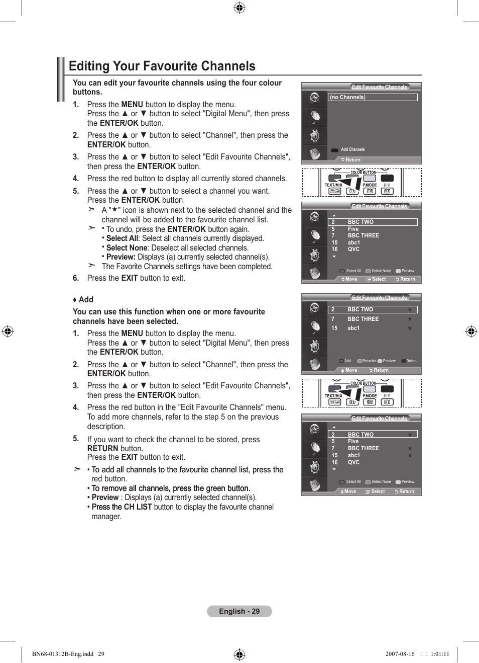 Editing your favourite channels | Samsung LE40F86BD User Manual | Page 31 / 516