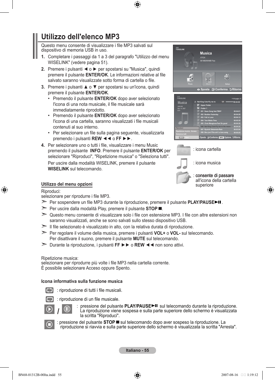 Utilizzo dell'elenco mp | Samsung LE40F86BD User Manual | Page 313 / 516