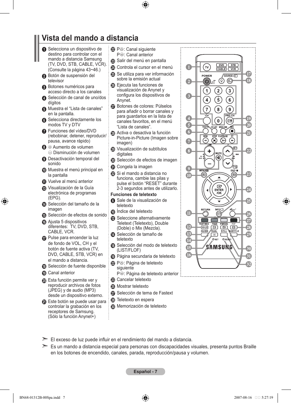 Vista del mando a distancia | Samsung LE40F86BD User Manual | Page 331 / 516