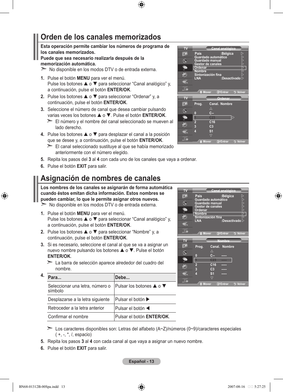 Asignación de nombres de canales | Samsung LE40F86BD User Manual | Page 337 / 516