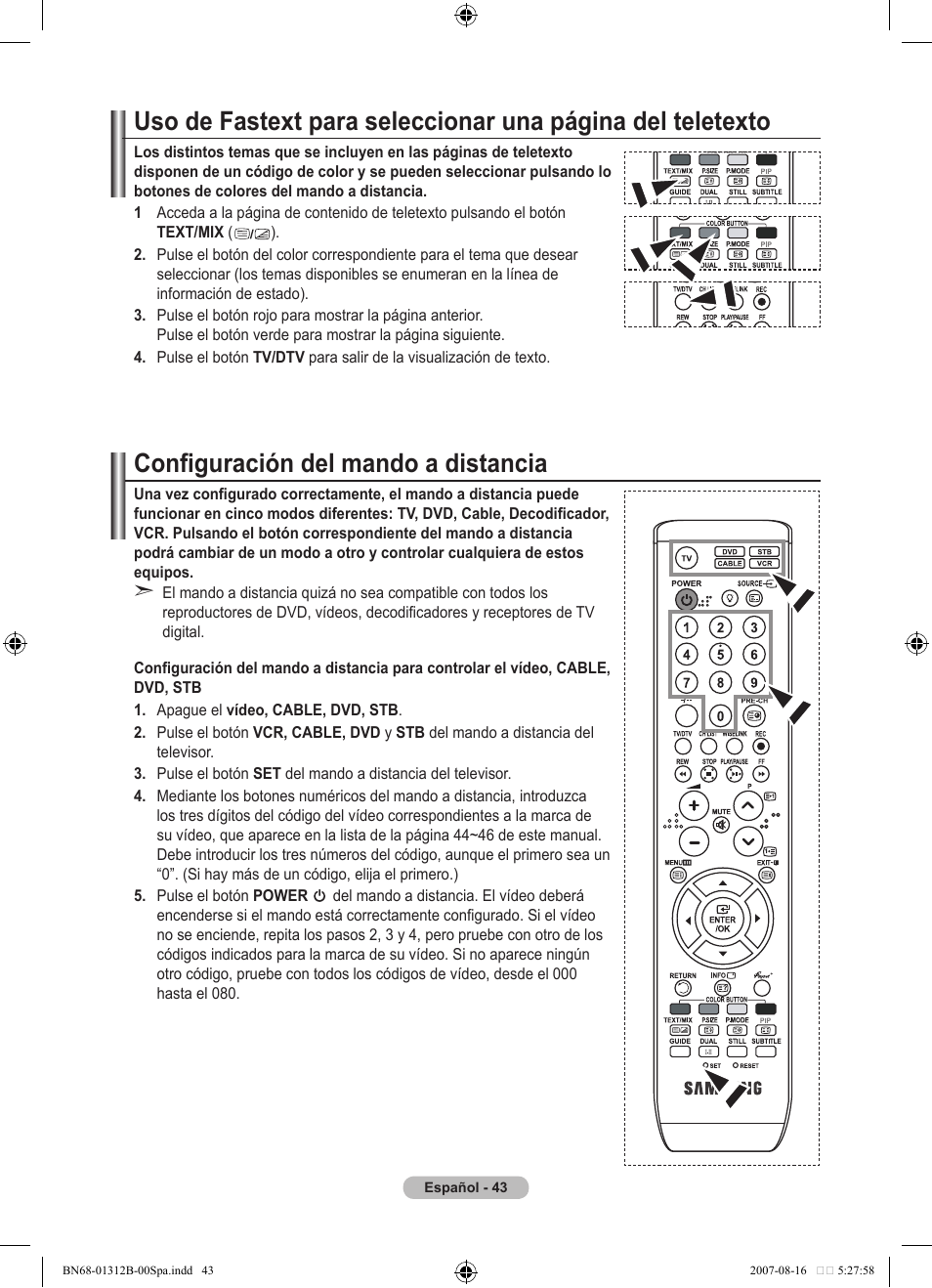 Configuración del mando a distancia | Samsung LE40F86BD User Manual | Page 367 / 516