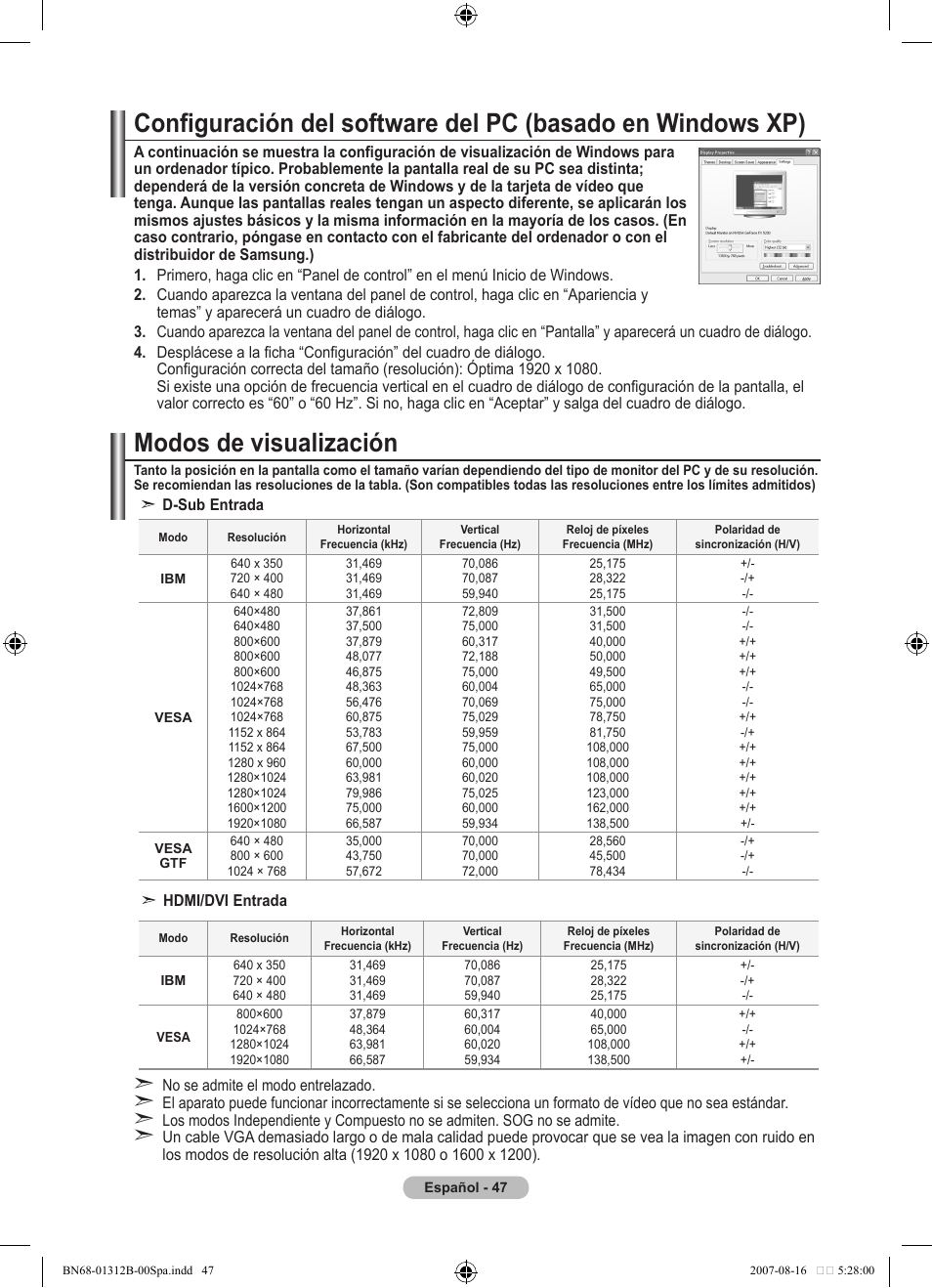 Modos de visualización | Samsung LE40F86BD User Manual | Page 371 / 516