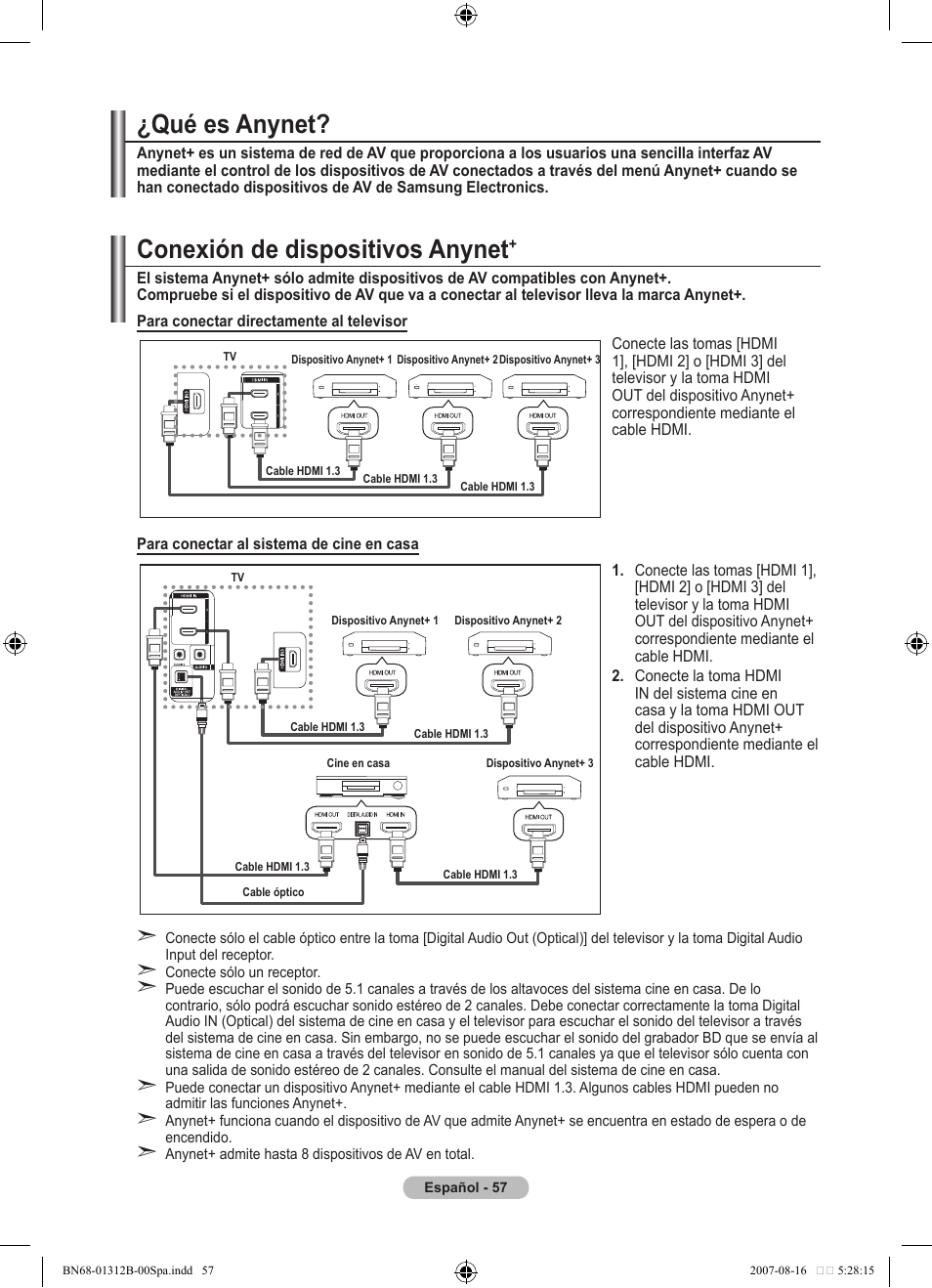 Conexión de dispositivos anynet, Qué es anynet | Samsung LE40F86BD User Manual | Page 381 / 516