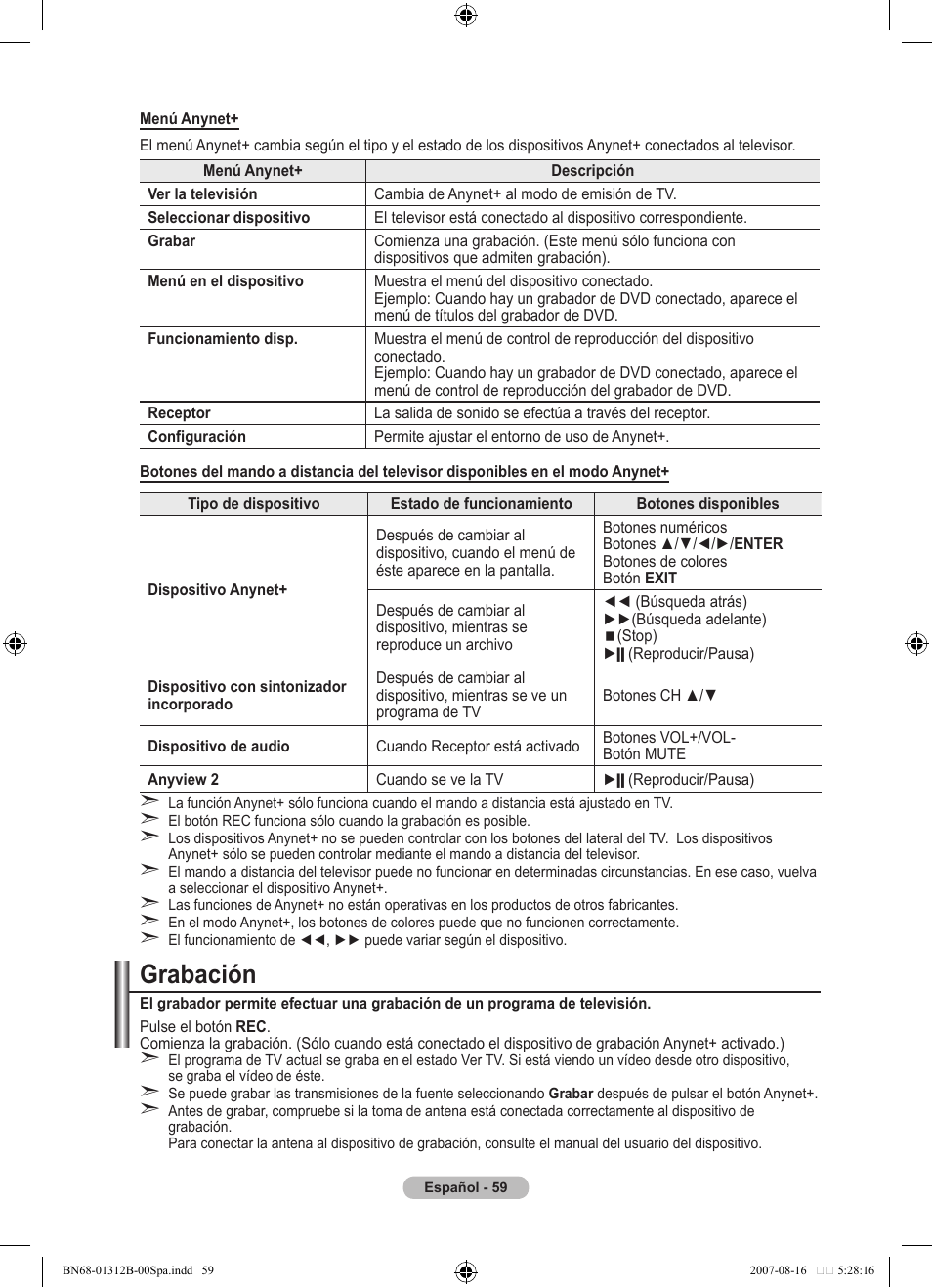 Grabación | Samsung LE40F86BD User Manual | Page 383 / 516