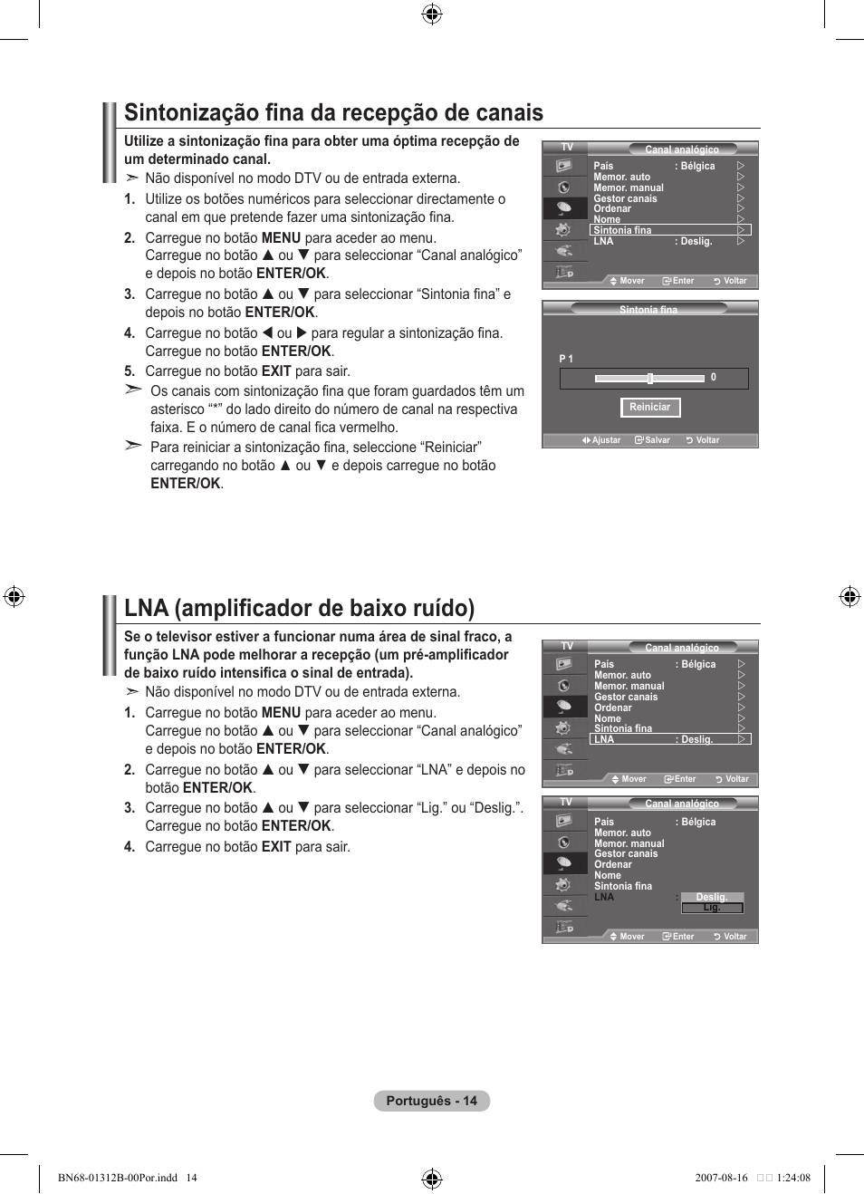 Sintonização fina da recepção de canais, Lna (amplificador de baixo ruído) | Samsung LE40F86BD User Manual | Page 402 / 516