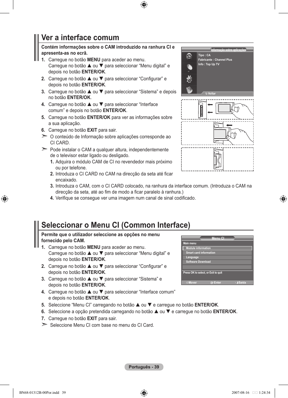 Ver a interface comum, Seleccionar o menu ci (common interface) | Samsung LE40F86BD User Manual | Page 427 / 516