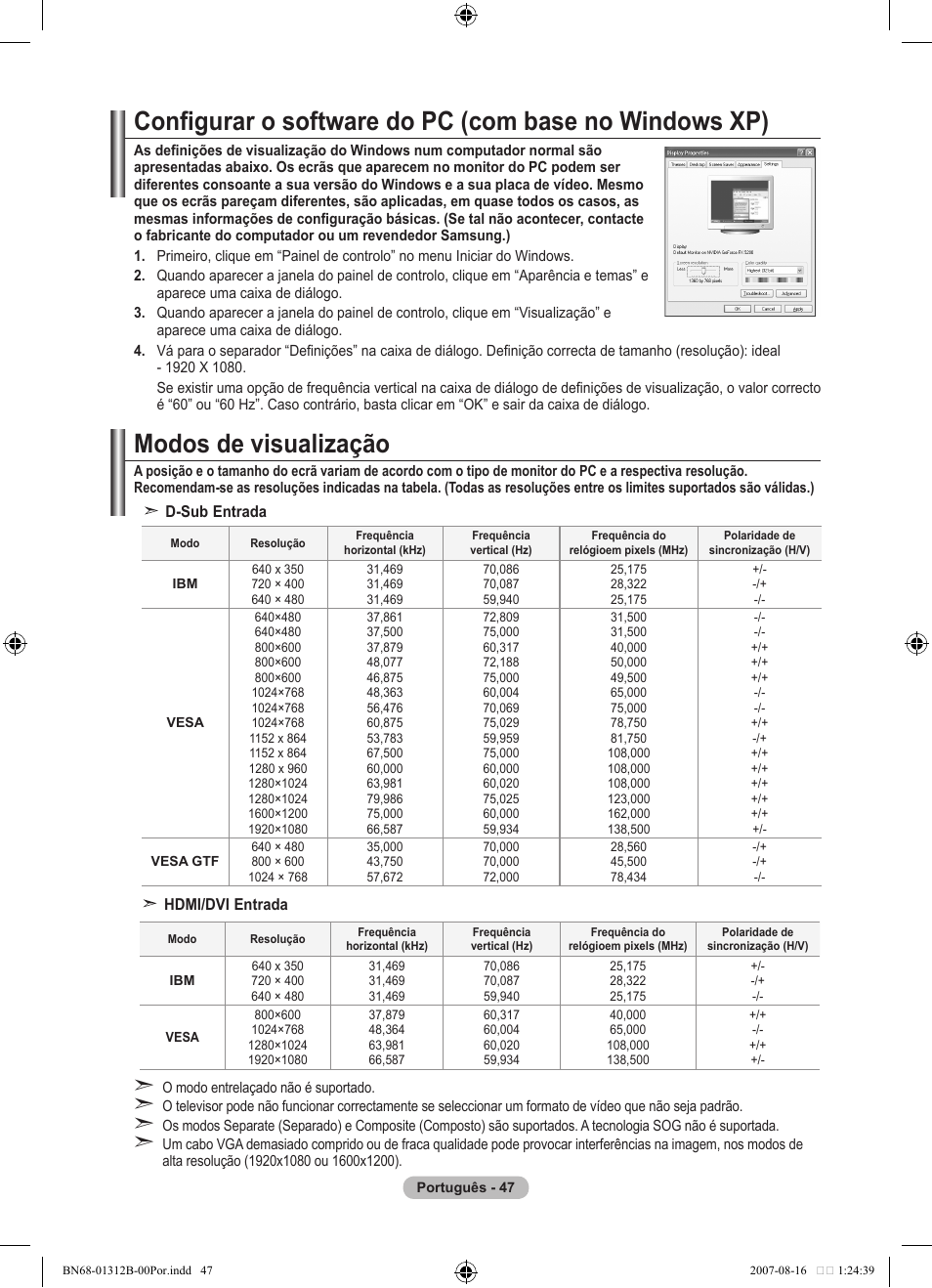 Modos de visualização | Samsung LE40F86BD User Manual | Page 435 / 516
