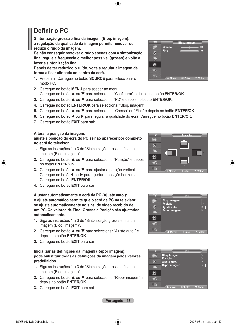 Definir o pc | Samsung LE40F86BD User Manual | Page 436 / 516