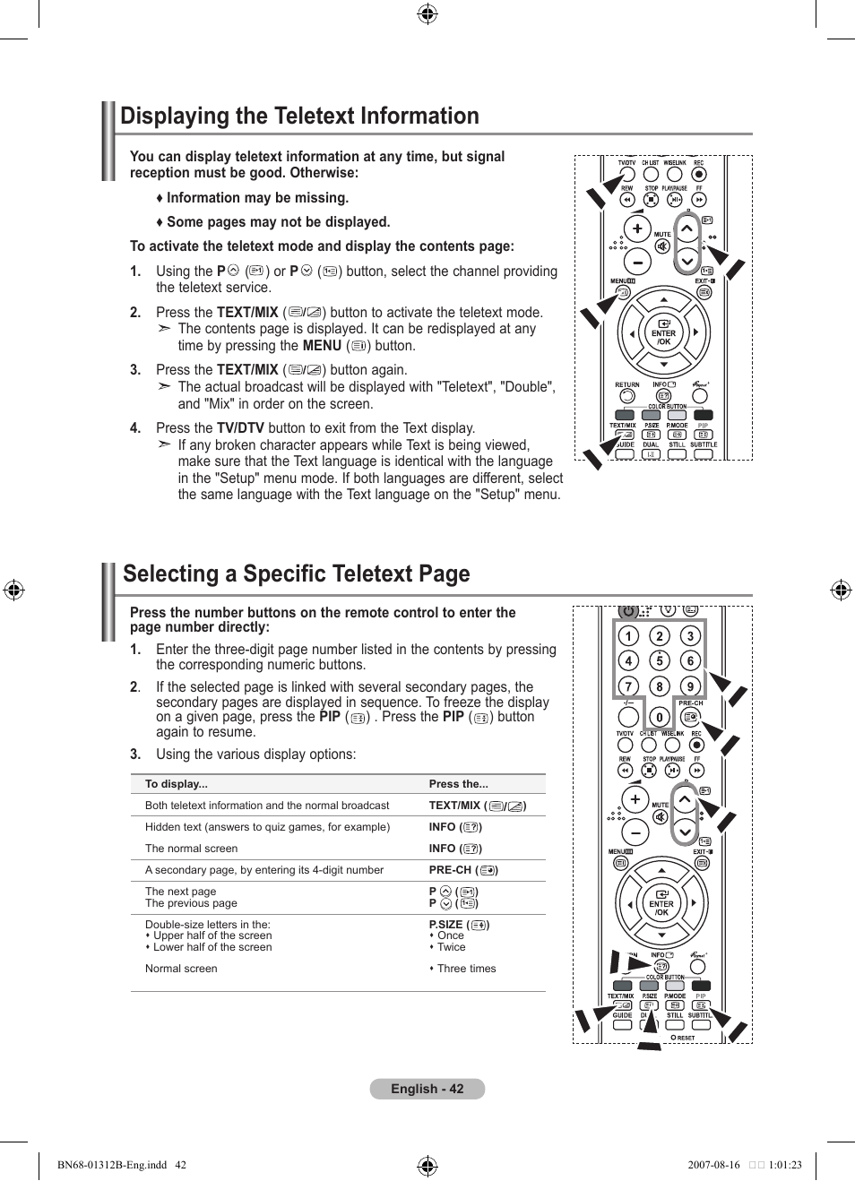 Displaying the teletext information | Samsung LE40F86BD User Manual | Page 44 / 516