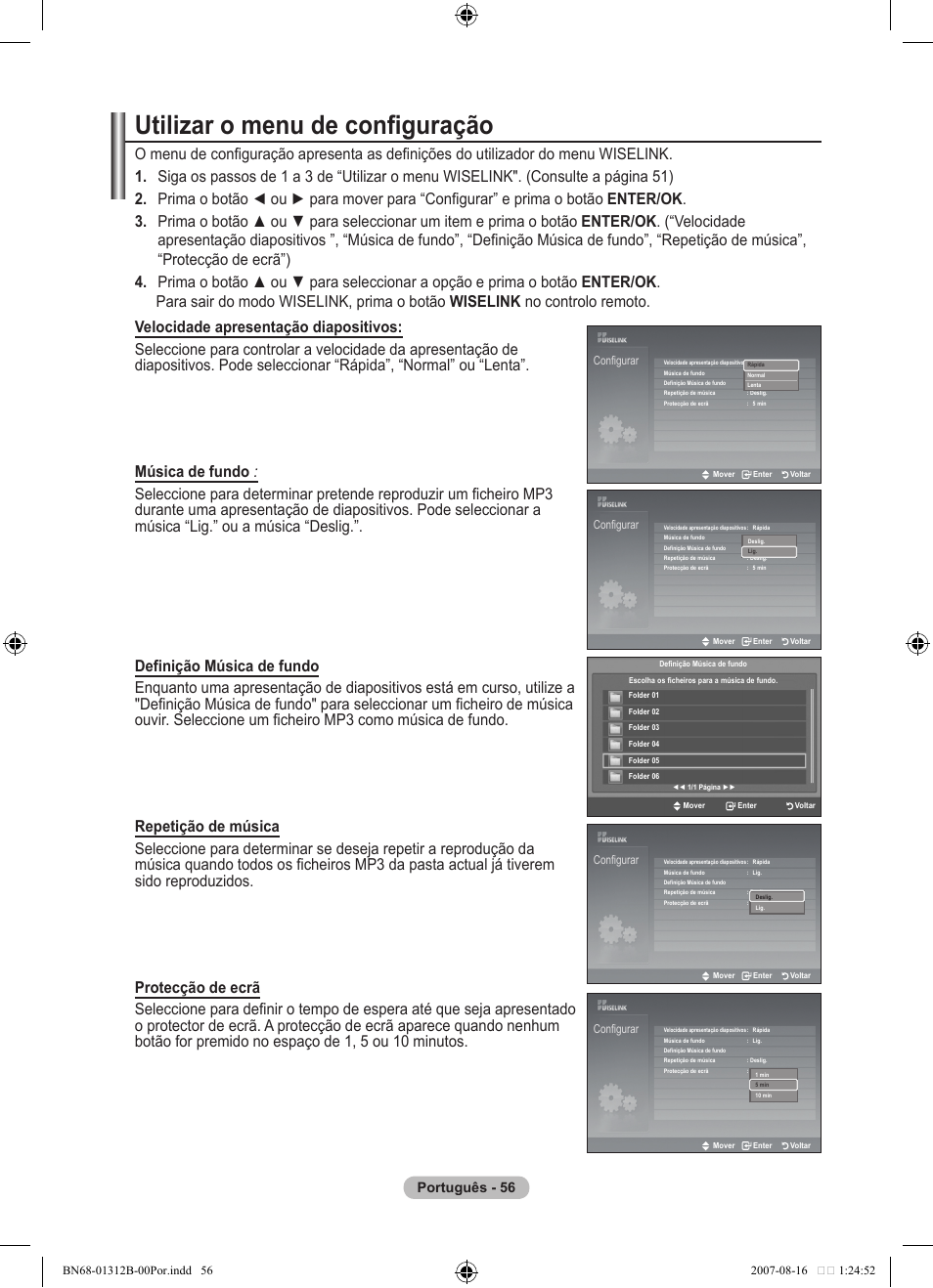 Utilizar o menu de configuração, Português | Samsung LE40F86BD User Manual | Page 444 / 516