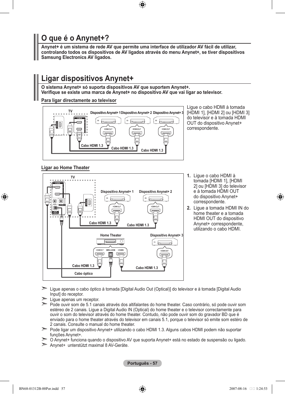 O que é o anynet, Ligar dispositivos anynet | Samsung LE40F86BD User Manual | Page 445 / 516