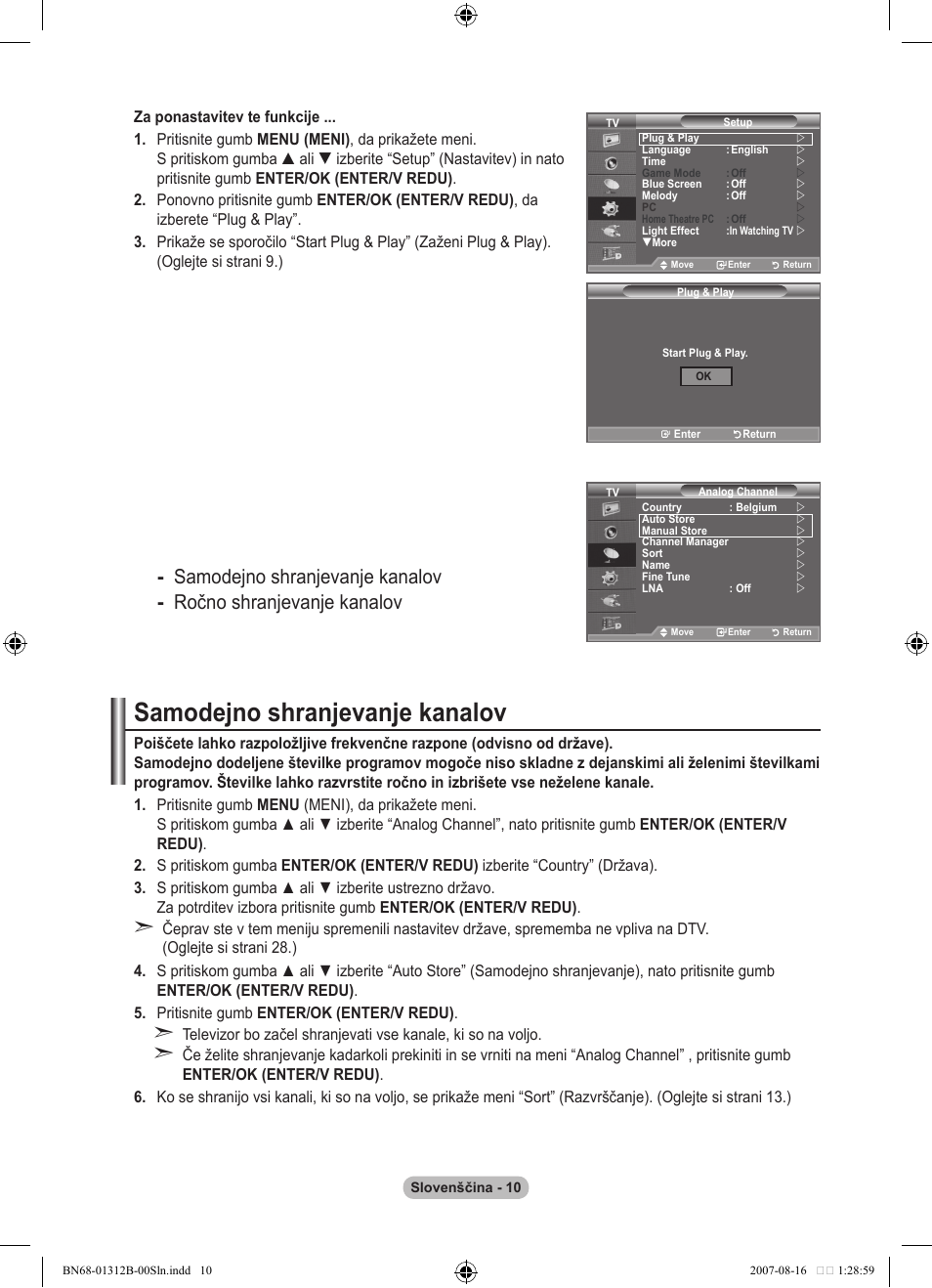 Samodejno shranjevanje kanalov | Samsung LE40F86BD User Manual | Page 462 / 516
