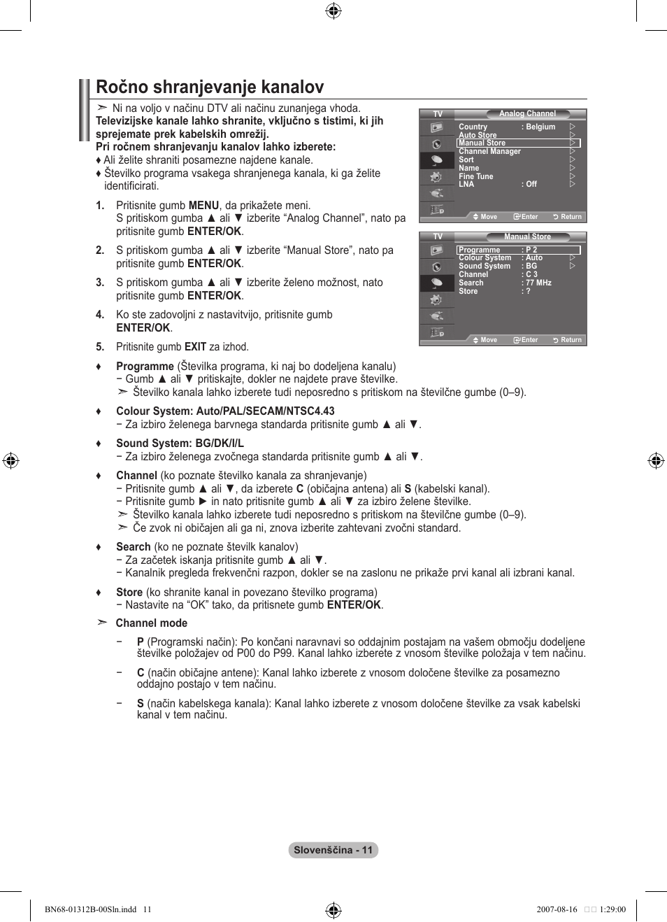 Ročno shranjevanje kanalov | Samsung LE40F86BD User Manual | Page 463 / 516