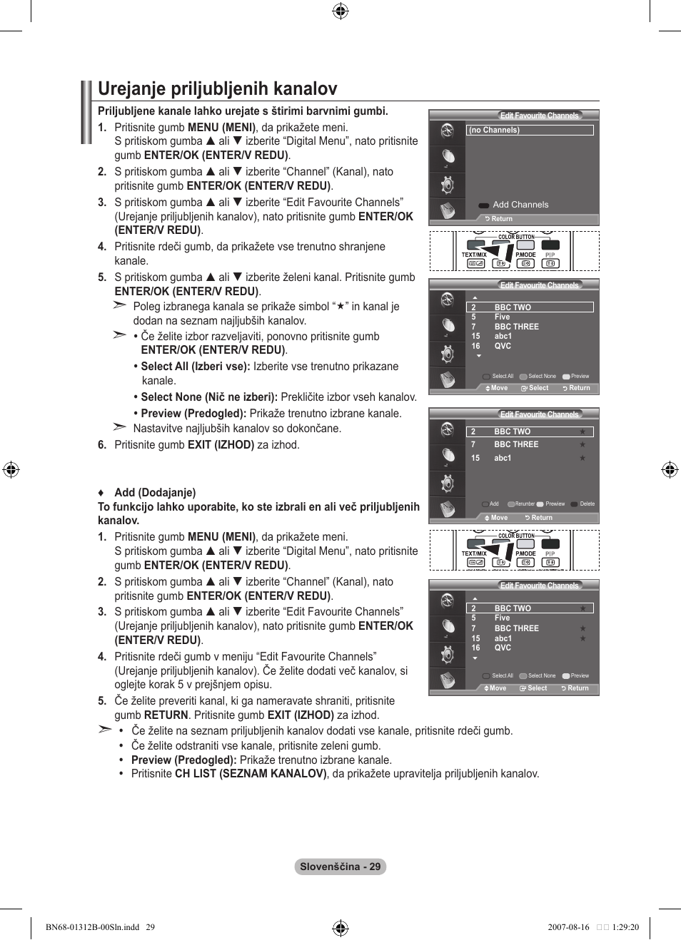 Urejanje priljubljenih kanalov | Samsung LE40F86BD User Manual | Page 481 / 516