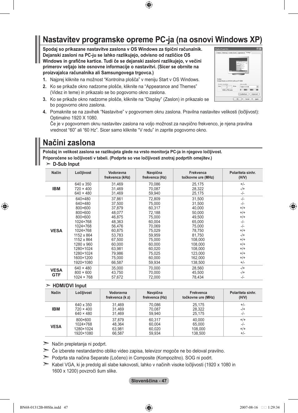 Načini zaslona | Samsung LE40F86BD User Manual | Page 499 / 516