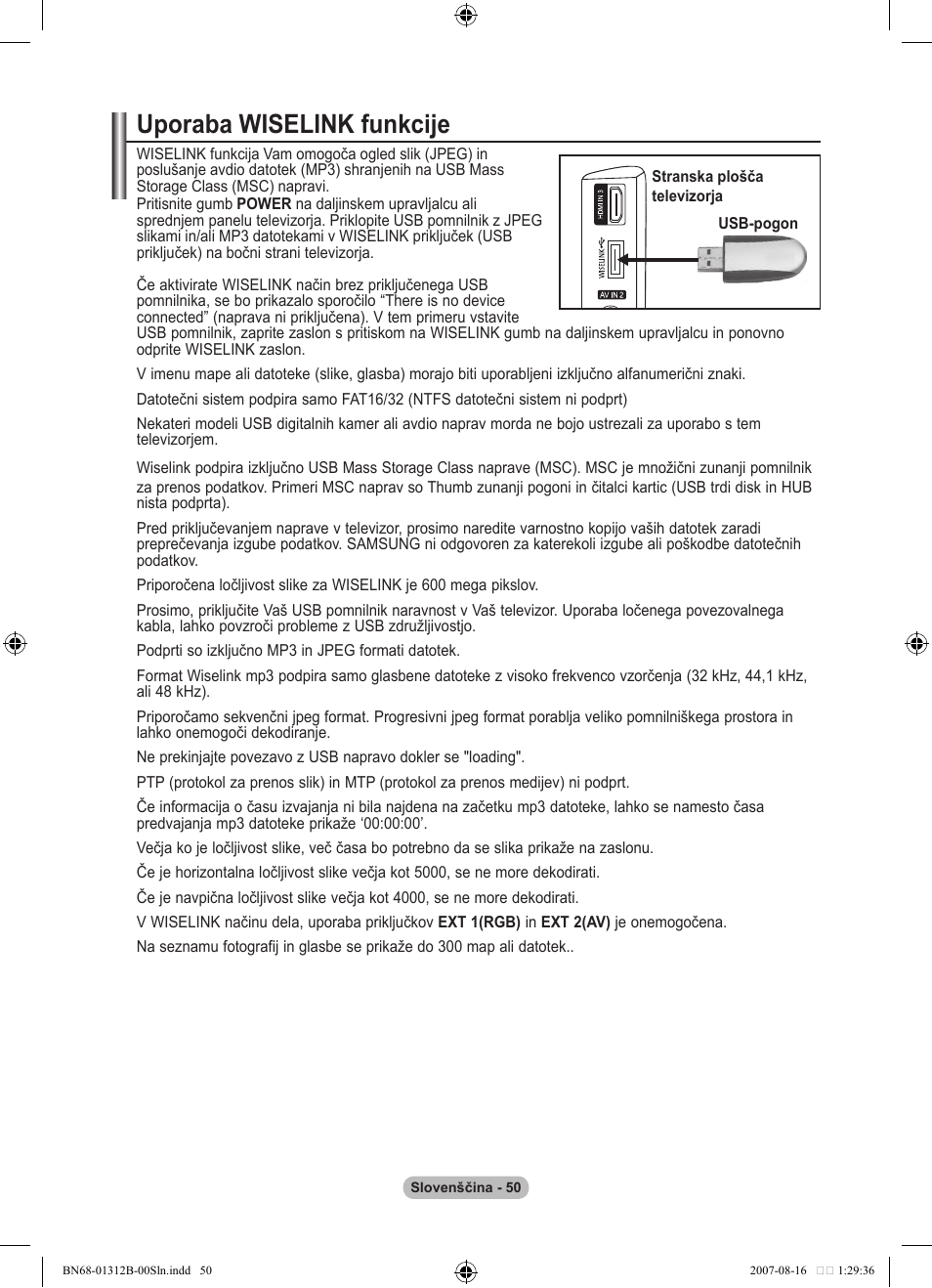 Uporaba wiselink funkcije | Samsung LE40F86BD User Manual | Page 502 / 516
