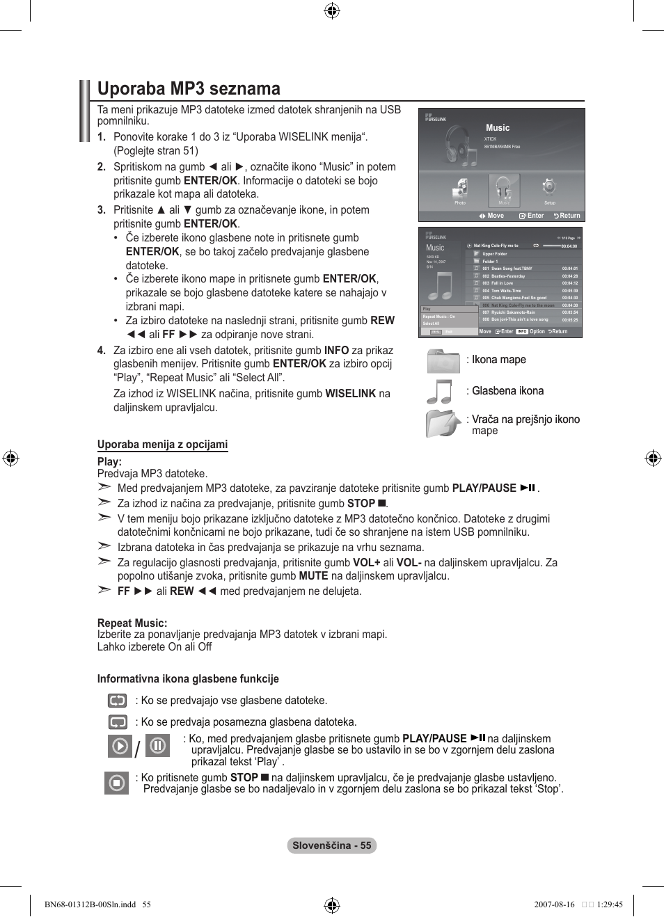 Uporaba mp seznama | Samsung LE40F86BD User Manual | Page 507 / 516