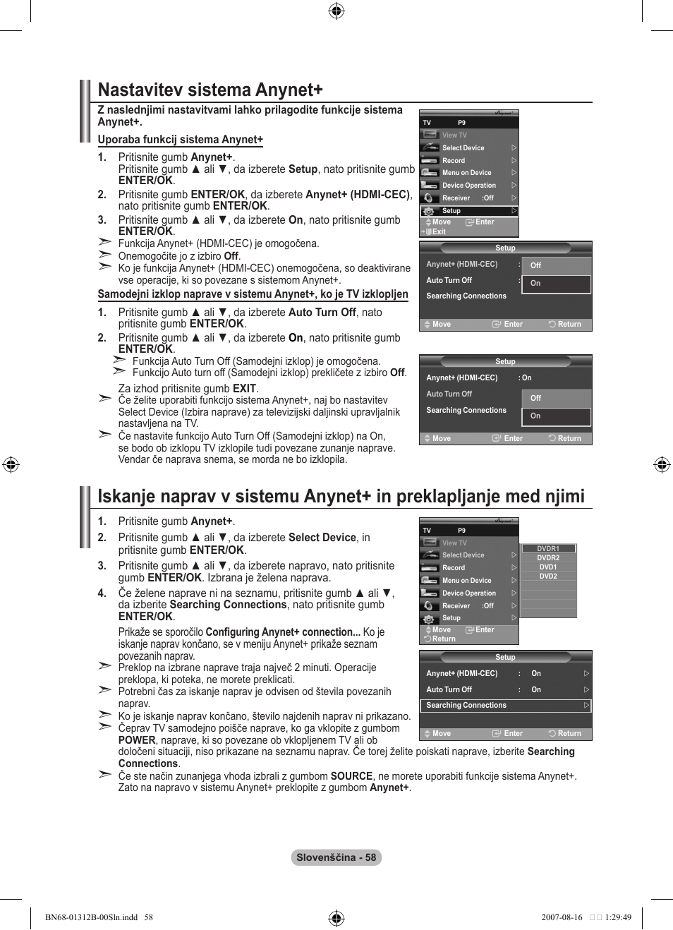Nastavitev sistema anynet | Samsung LE40F86BD User Manual | Page 510 / 516