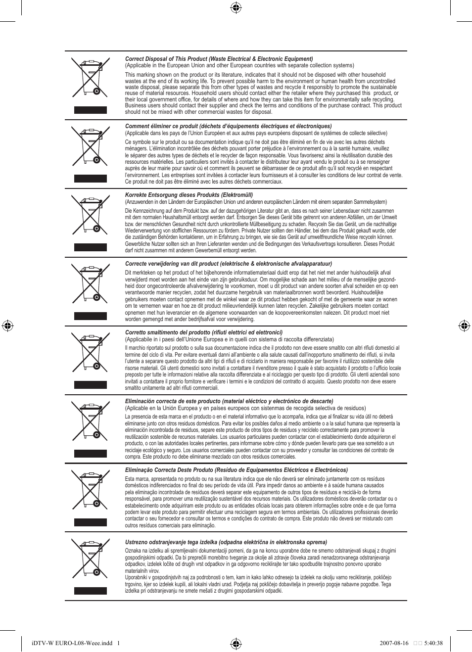 Weee | Samsung LE40F86BD User Manual | Page 516 / 516