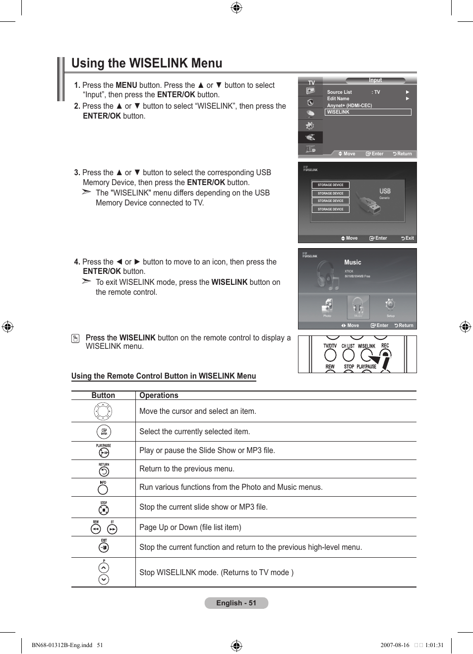 Using the wiselink menu | Samsung LE40F86BD User Manual | Page 53 / 516