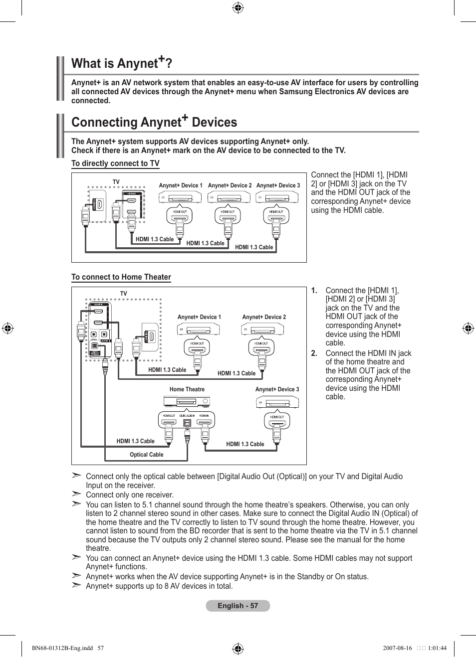 About anynet, What is anynet, Connecting anynet+ devices | Samsung LE40F86BD User Manual | Page 59 / 516