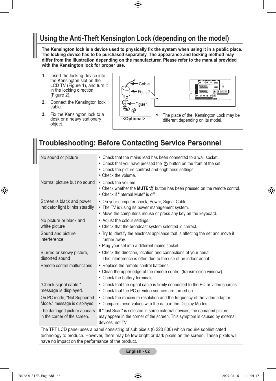 Troubleshooting | Samsung LE40F86BD User Manual | Page 64 / 516