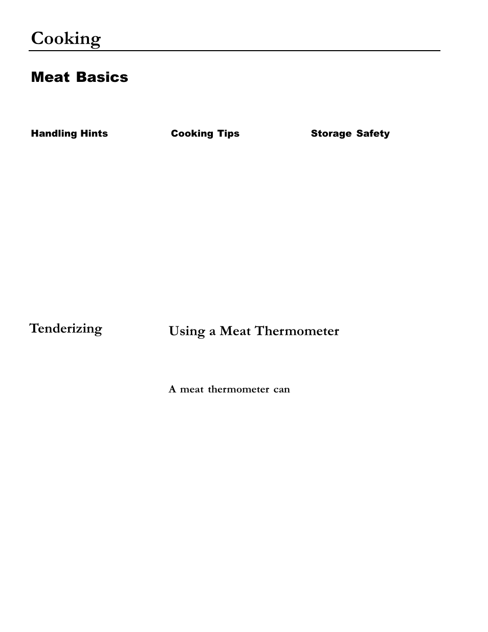 Cooking, Meat basics, Using a meat thermometer | Tenderizing, A meat thermometer can | Amana ACM1580A User Manual | Page 18 / 24
