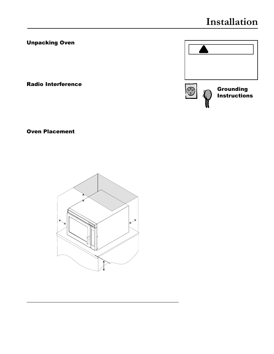 Installation, Warning | Amana ACM1580A User Manual | Page 5 / 24
