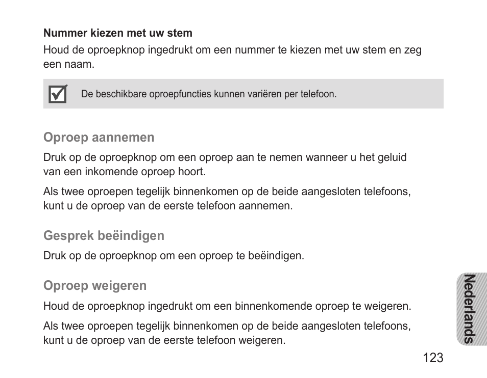 Nederlands | Samsung BHF1000 User Manual | Page 125 / 135