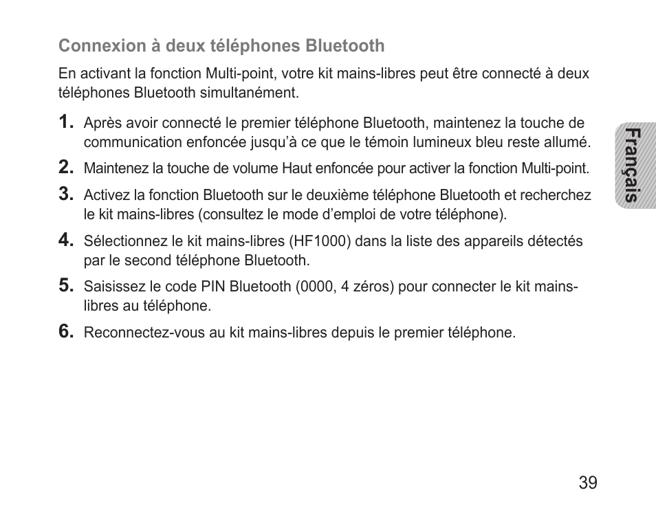 Français | Samsung BHF1000 User Manual | Page 41 / 135