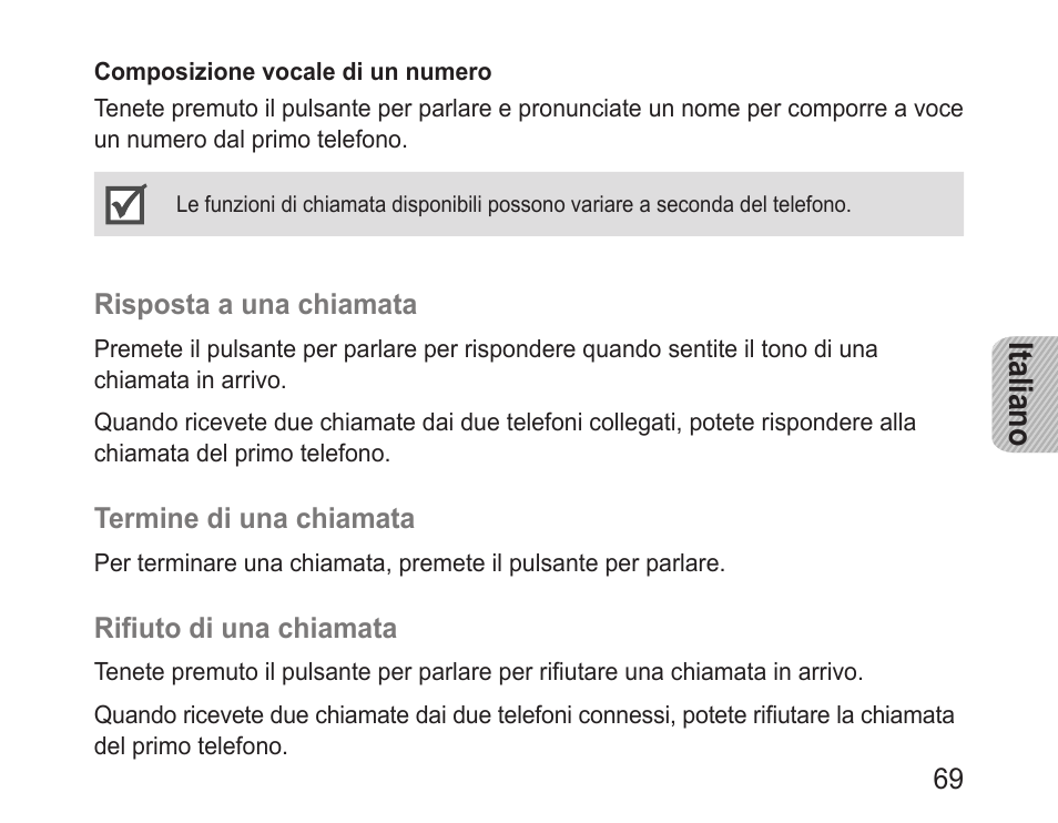 Italiano | Samsung BHF1000 User Manual | Page 71 / 135
