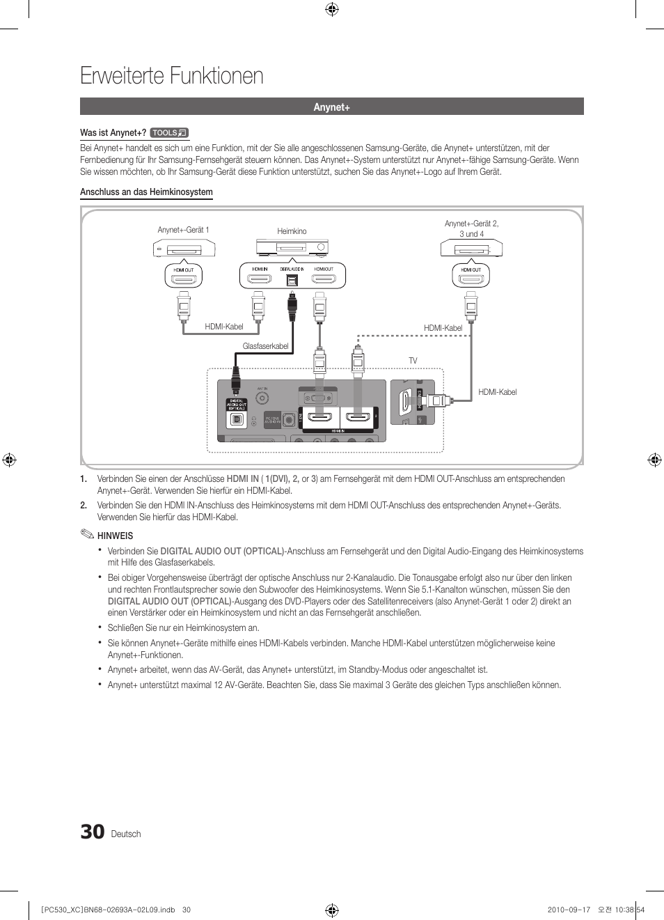 Erweiterte funktionen | Samsung PS50C530C1W User Manual | Page 110 / 365