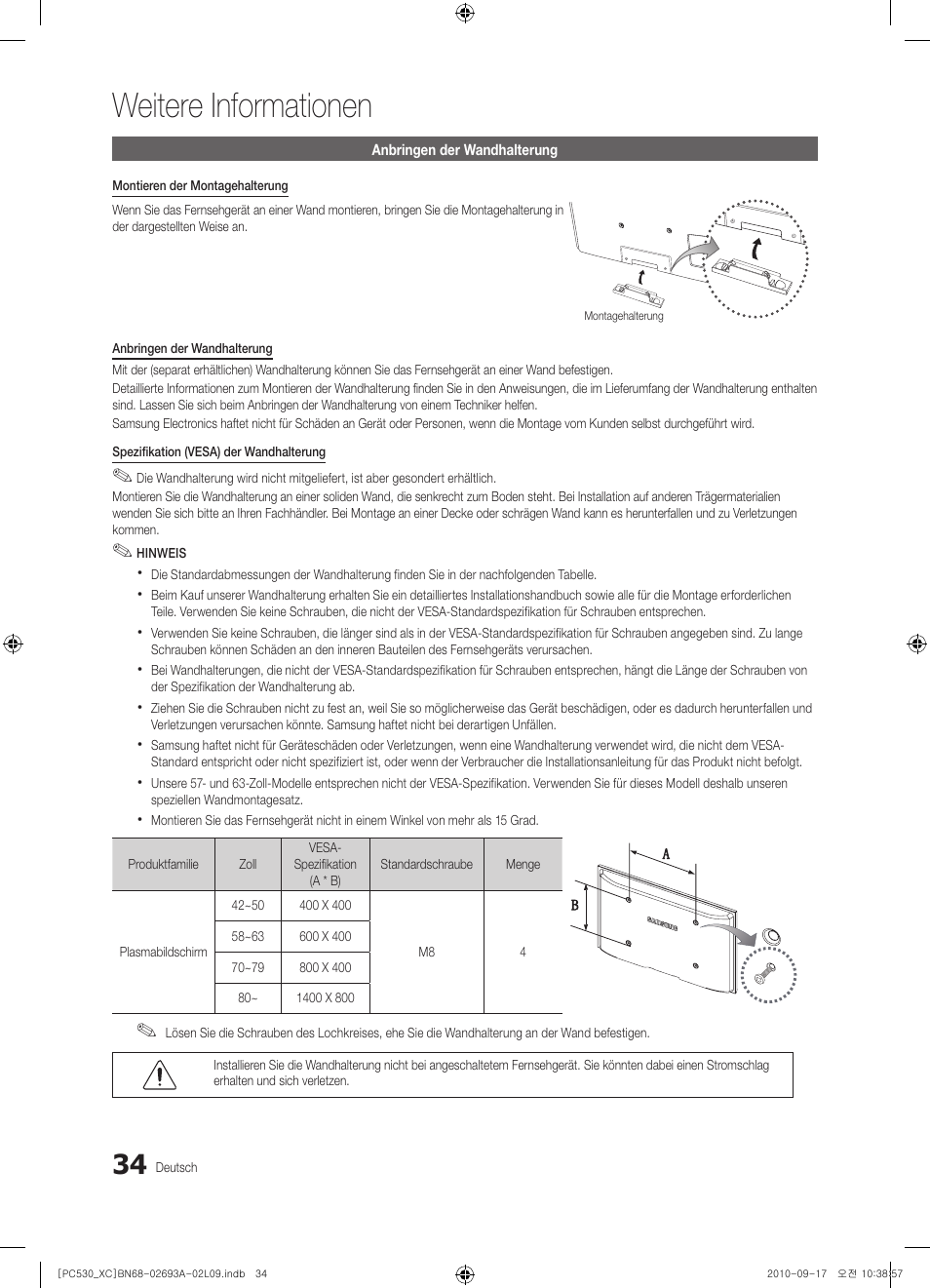 Weitere informationen | Samsung PS50C530C1W User Manual | Page 114 / 365