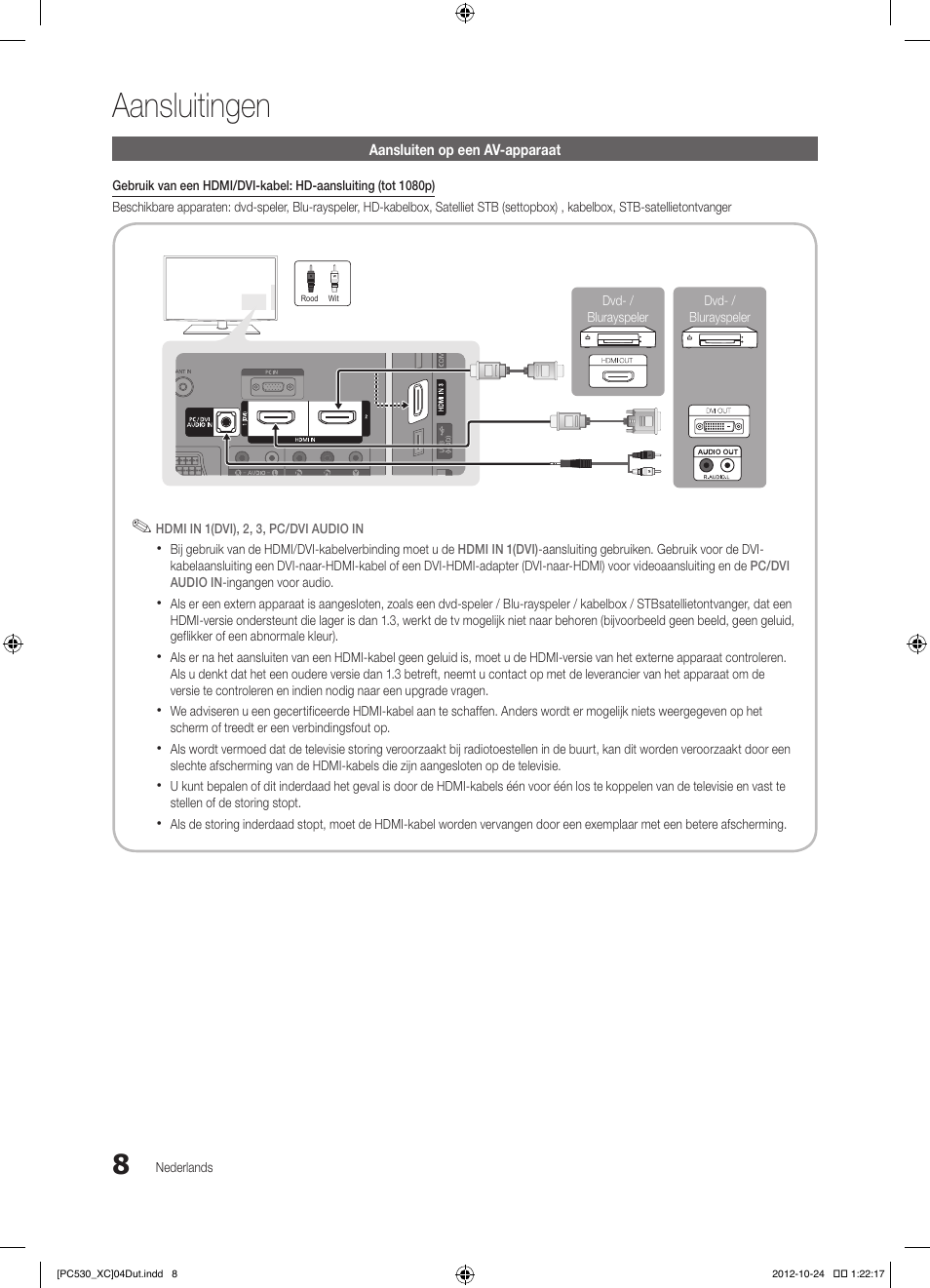 Aansluitingen | Samsung PS50C530C1W User Manual | Page 128 / 365