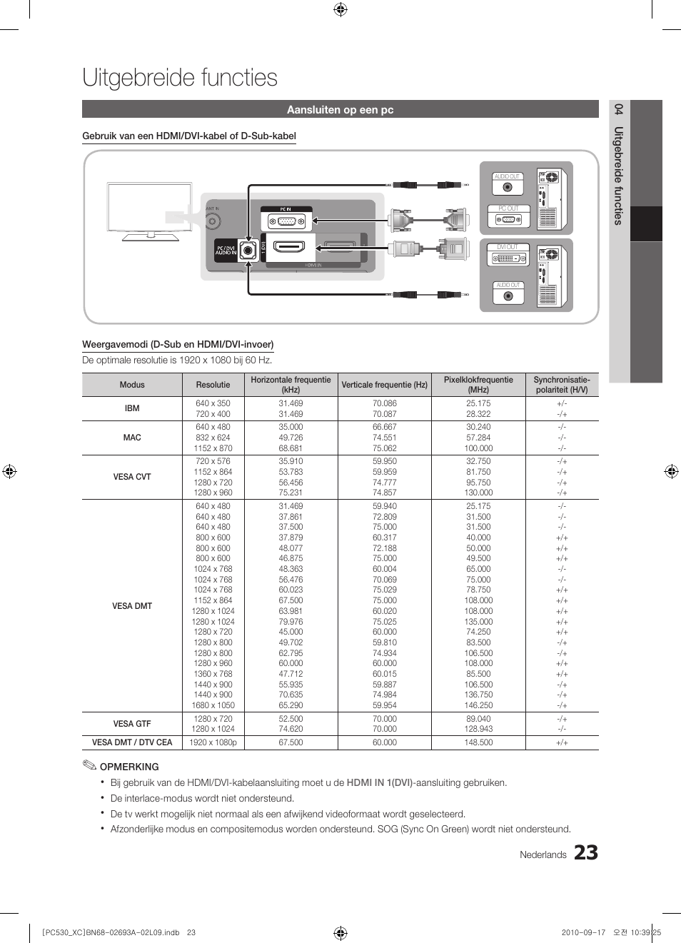 Uitgebreide functies | Samsung PS50C530C1W User Manual | Page 143 / 365