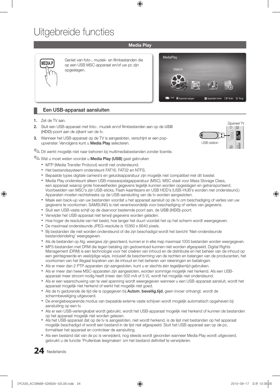 Uitgebreide functies | Samsung PS50C530C1W User Manual | Page 144 / 365