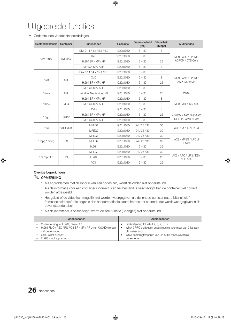 Uitgebreide functies | Samsung PS50C530C1W User Manual | Page 146 / 365