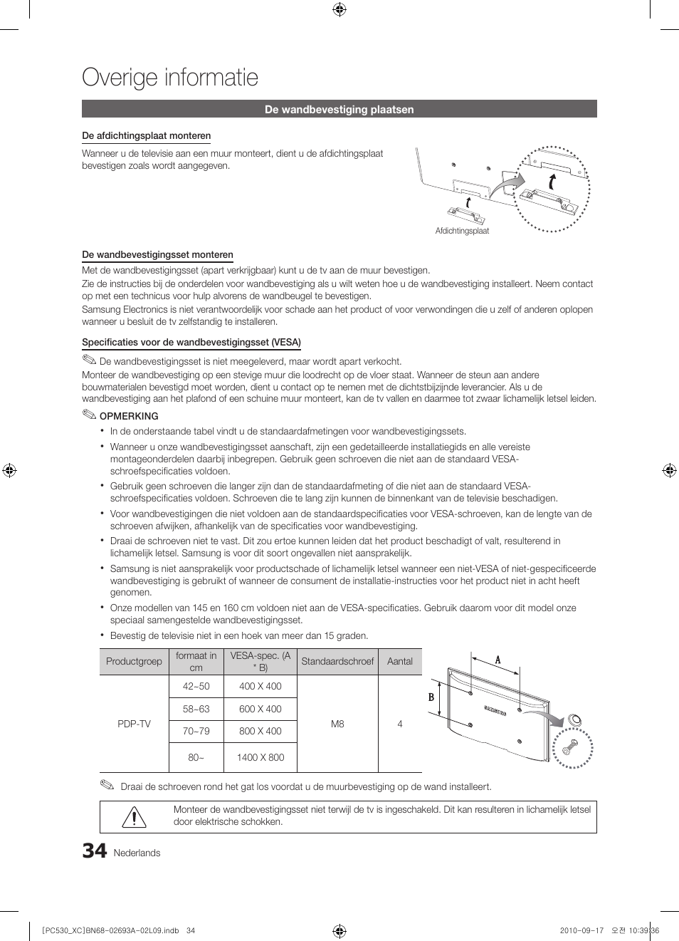 Overige informatie | Samsung PS50C530C1W User Manual | Page 154 / 365