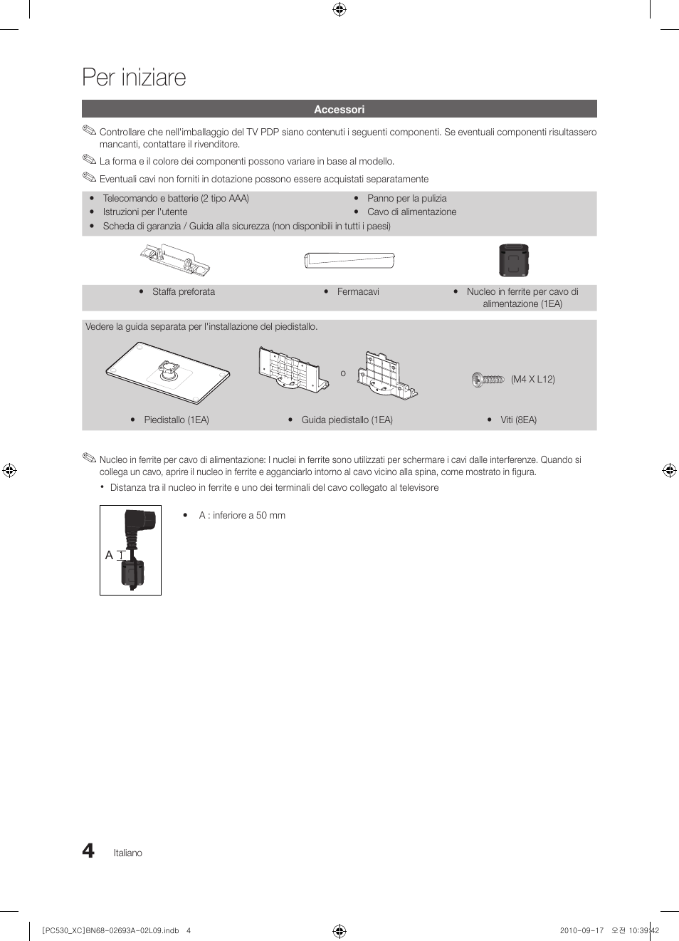 Per iniziare | Samsung PS50C530C1W User Manual | Page 164 / 365