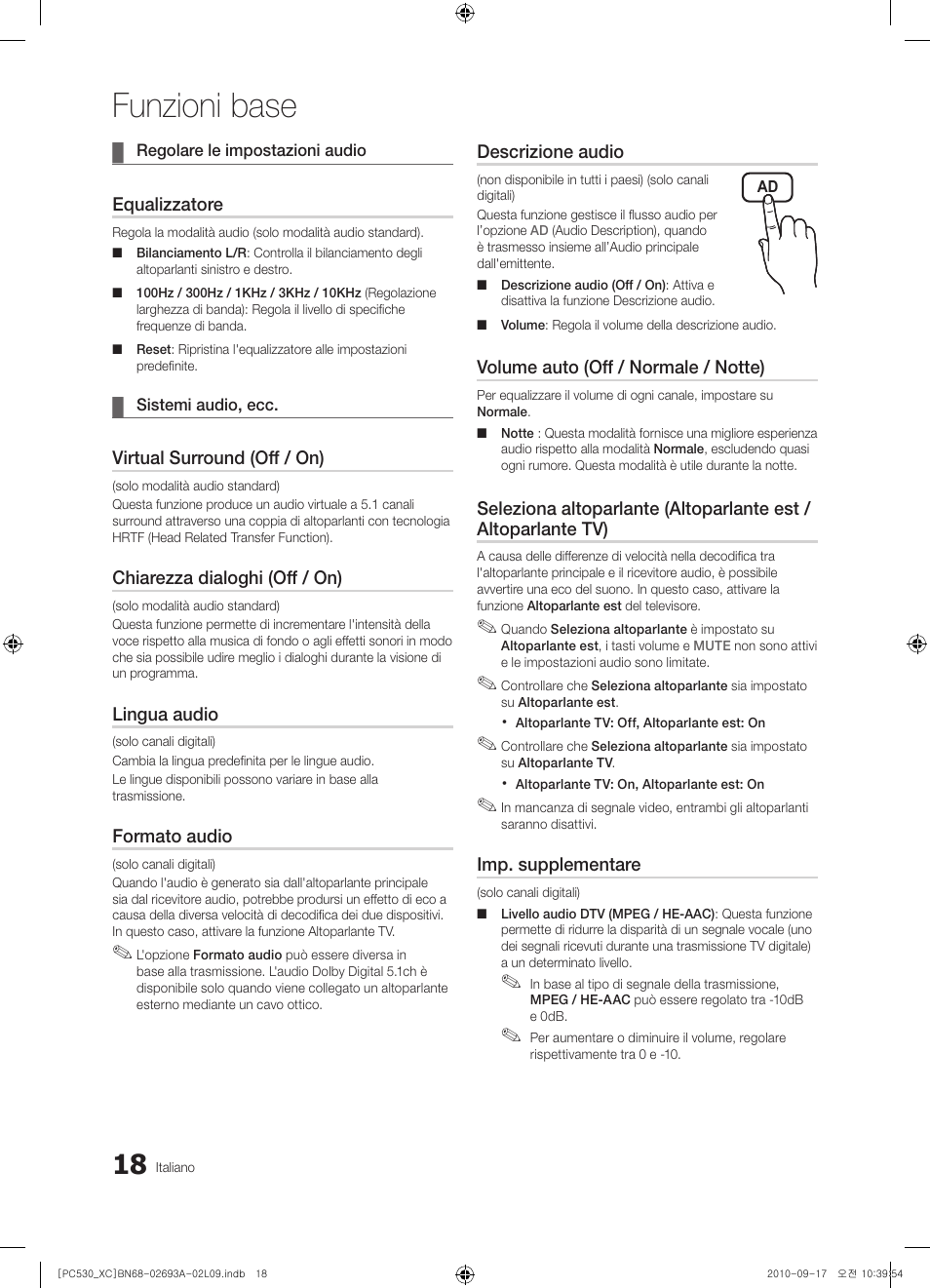 Funzioni base | Samsung PS50C530C1W User Manual | Page 178 / 365