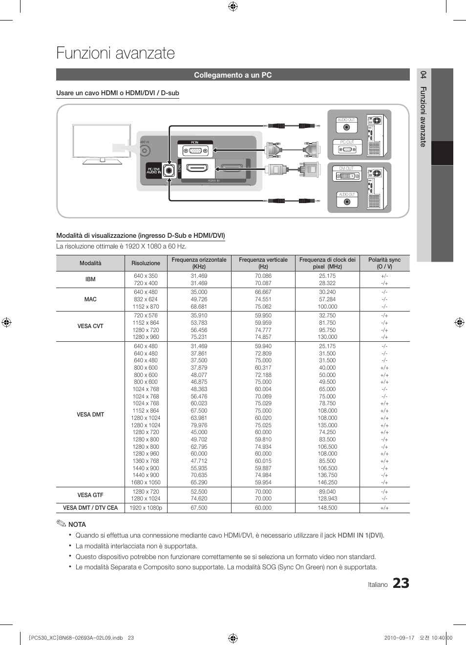 Funzioni avanzate | Samsung PS50C530C1W User Manual | Page 183 / 365