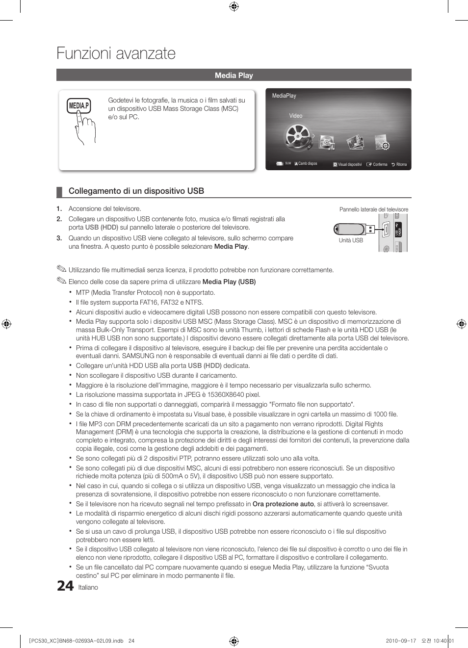 Funzioni avanzate | Samsung PS50C530C1W User Manual | Page 184 / 365